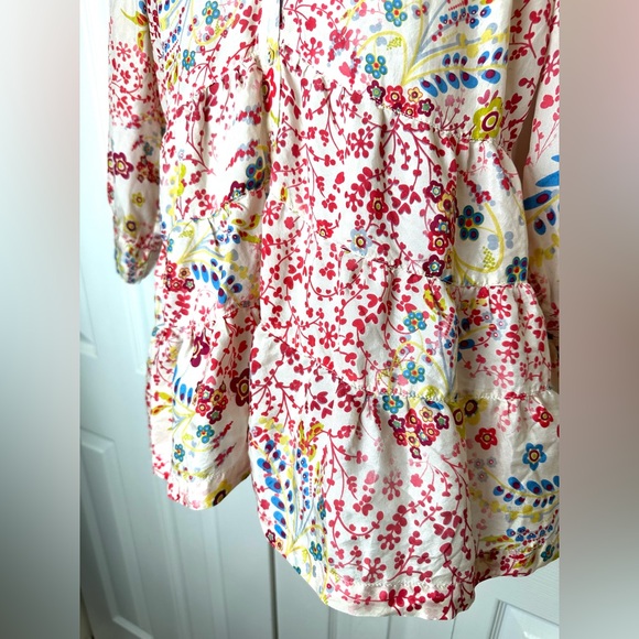 SUNDANCE Catalog Flower Festival Washable Silk Blouse Tiered Top Ivory Shirt - Picture 5 of 11